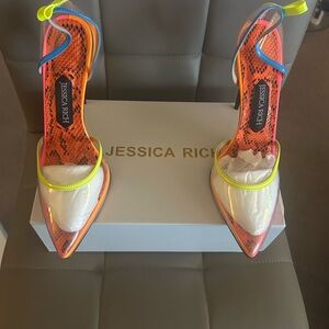 Jessica Rich Women's Neon Orange and Yellow Heels